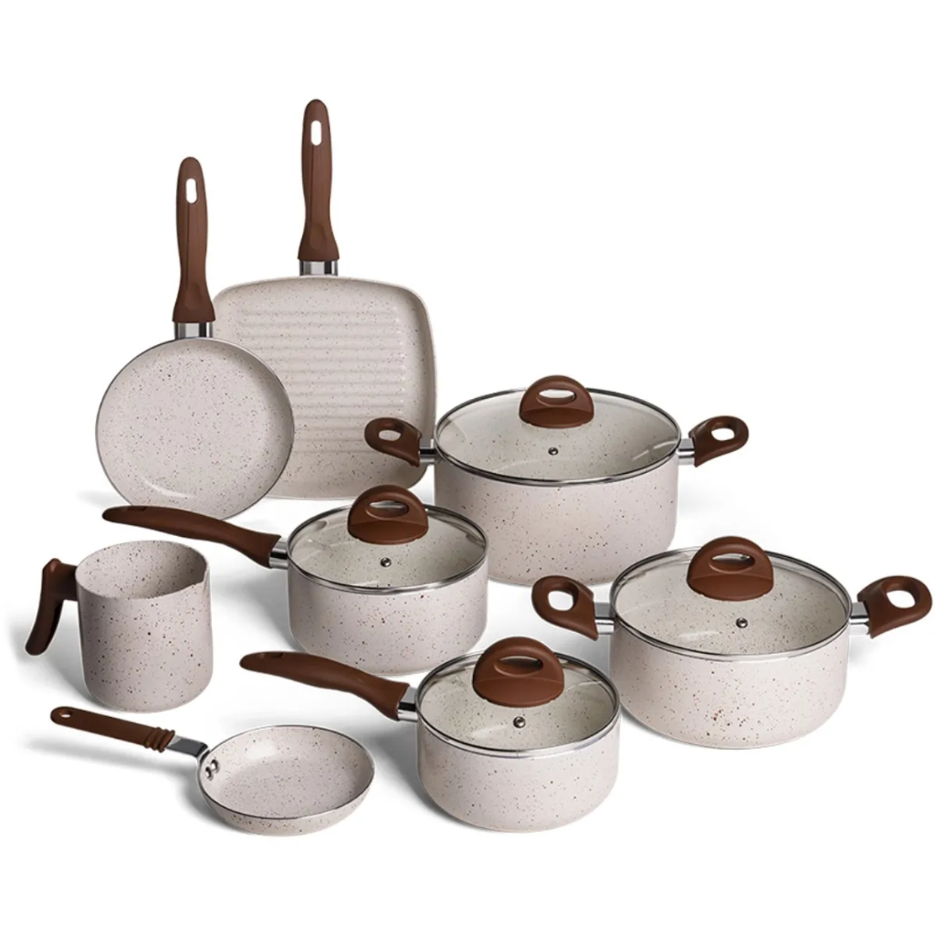 Jogo de Panelas Ceramic Life 8 Peças Vanilla